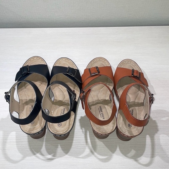 Black & Brown Faux Leather Sandals - Picture 6 of 9